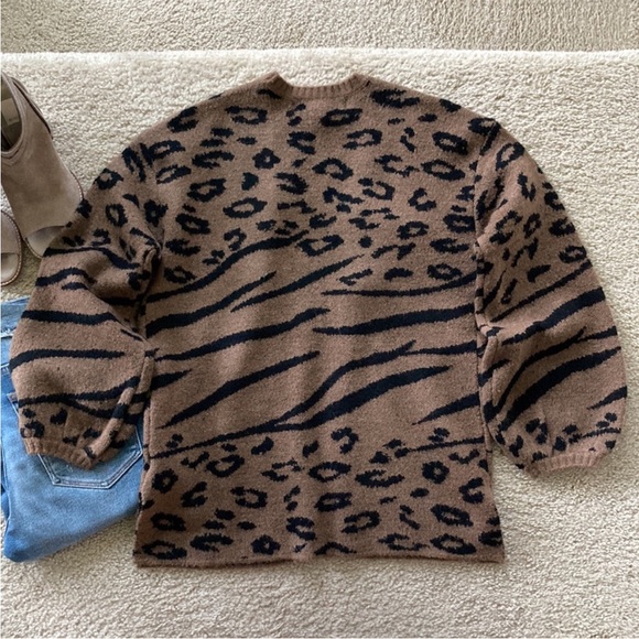 Saltwater Luxe Animal Print Open Cardigan Sweater - Picture 6 of 9